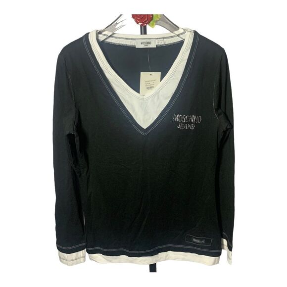 MOSCHINO Jeans Donna Layered look Quarter sleeves top - Picture 1 of 6
